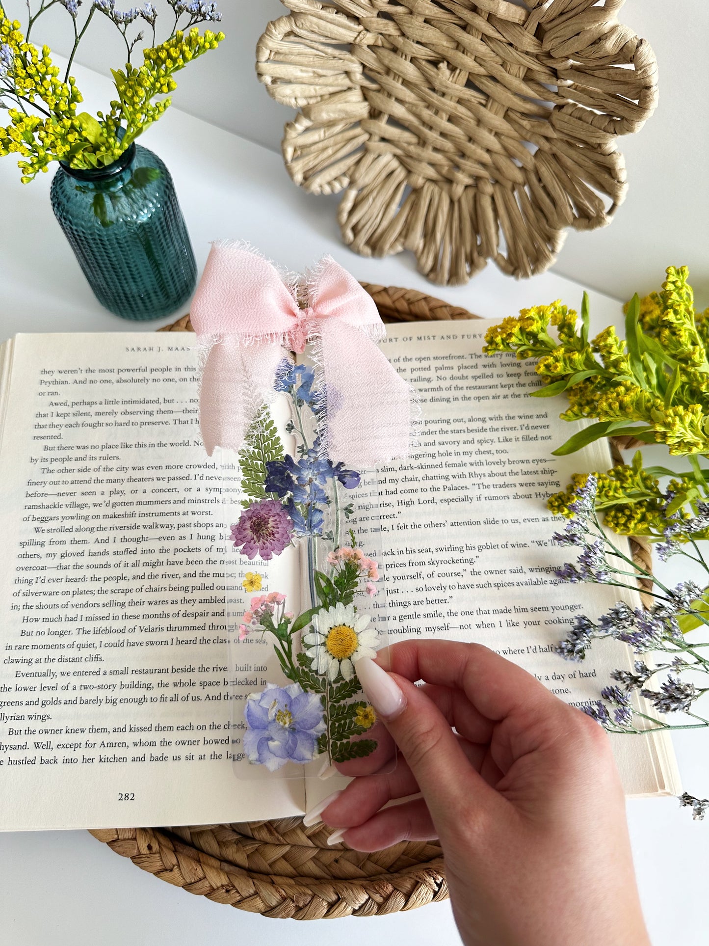 the wildflower bookmark with bow