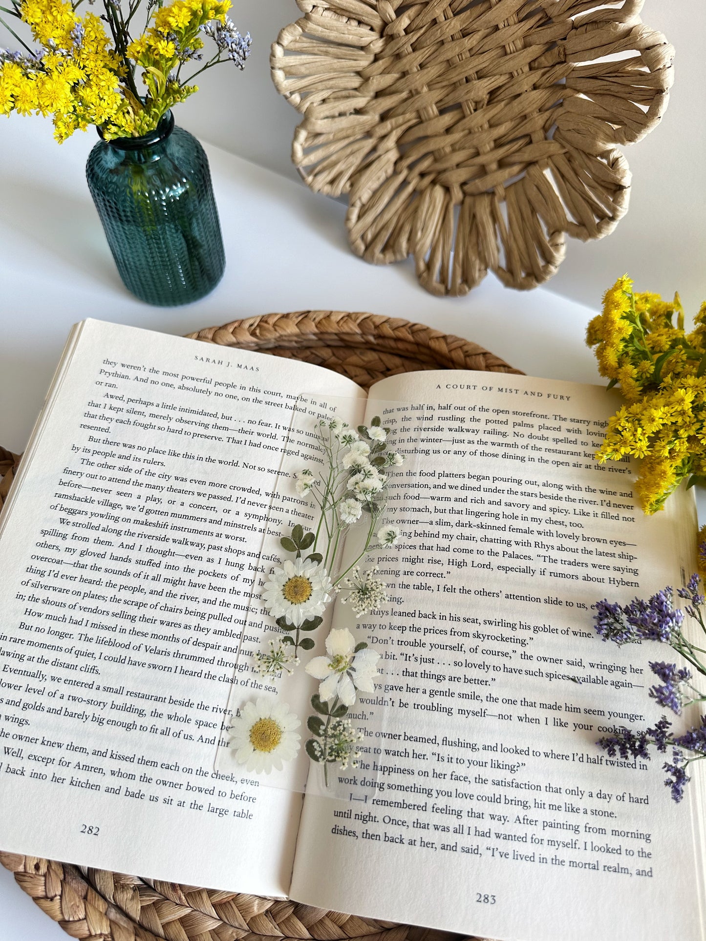 white wildflower bookmark