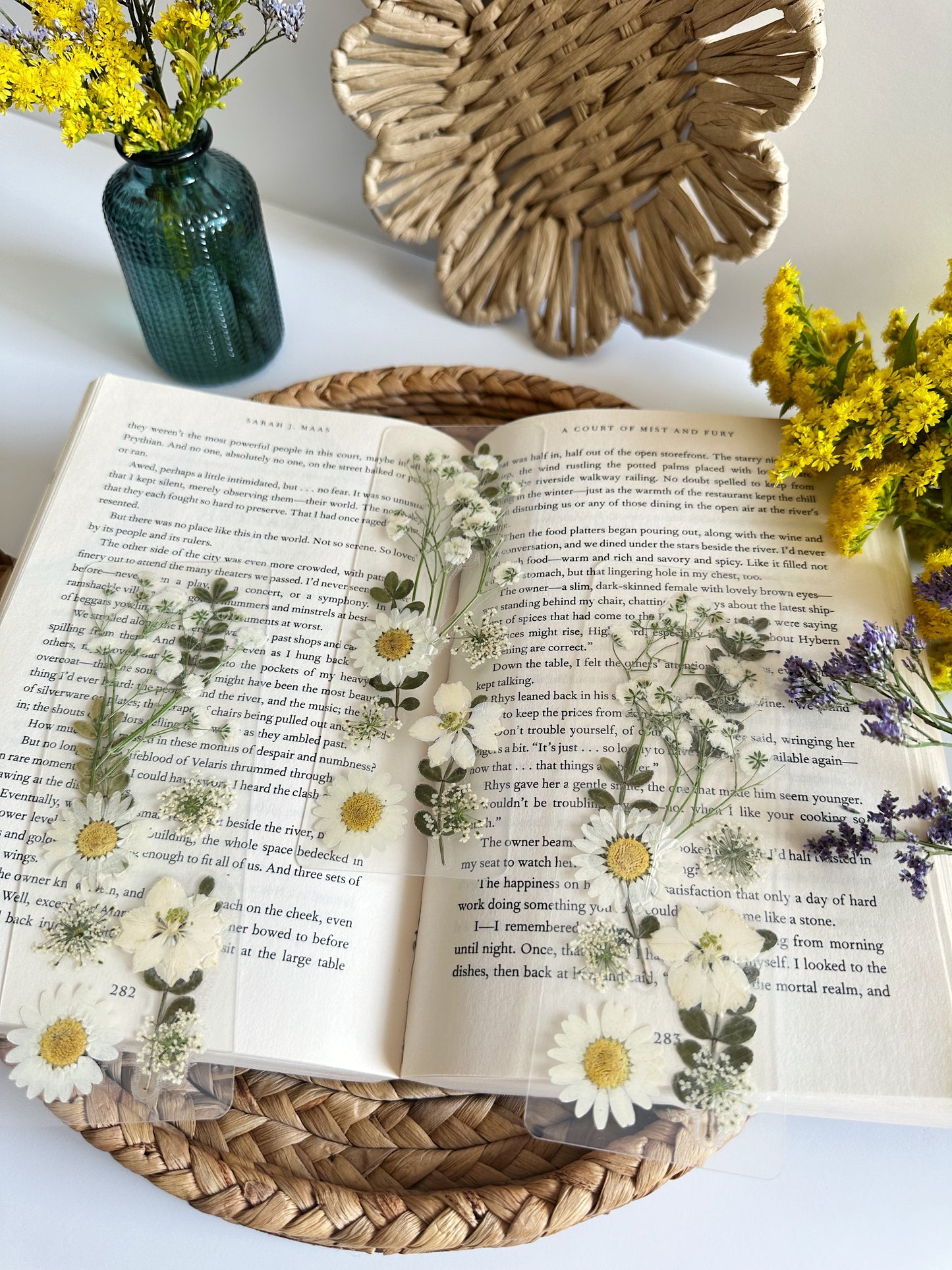 white wildflower bookmark