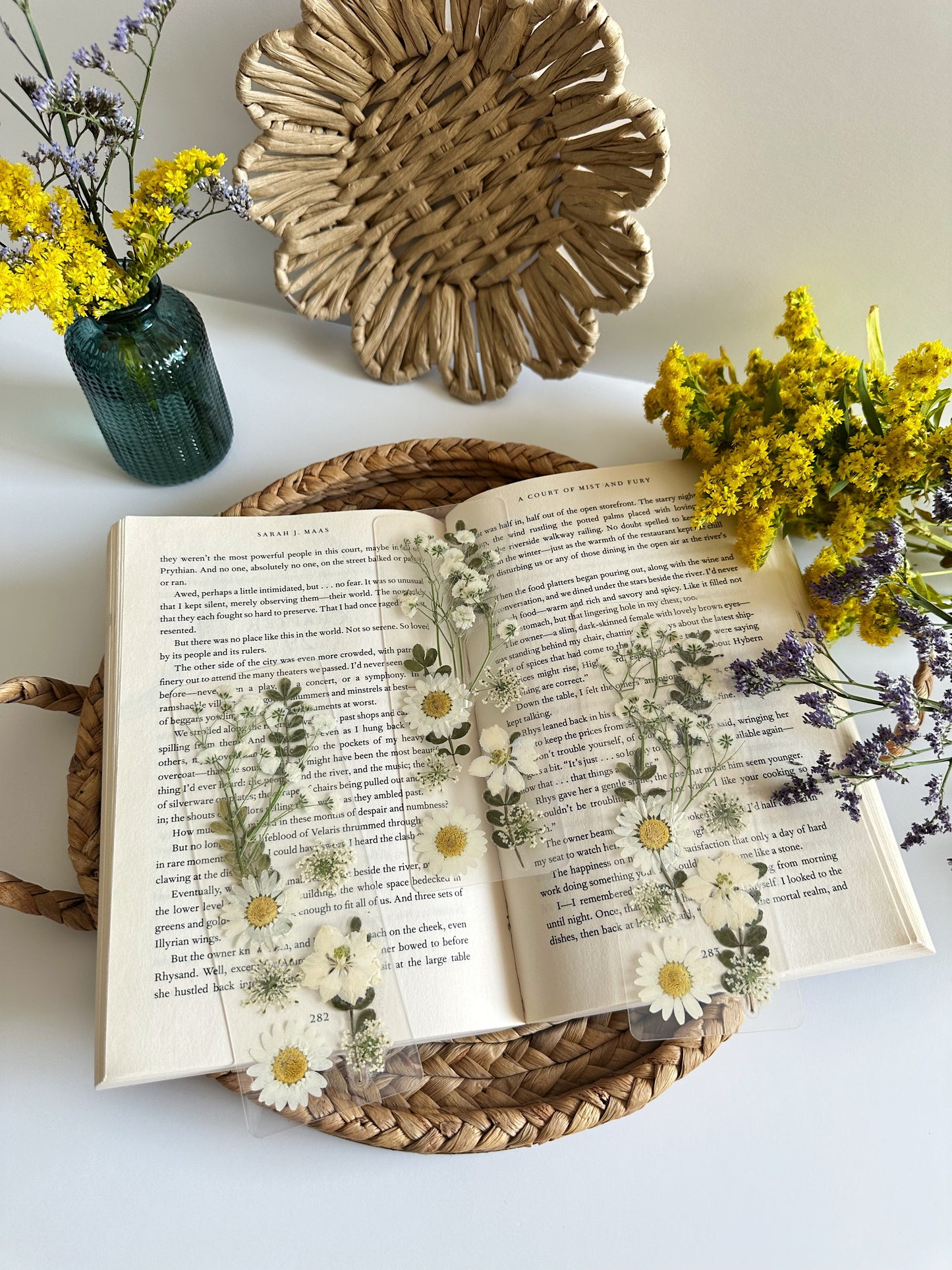 white wildflower bookmark