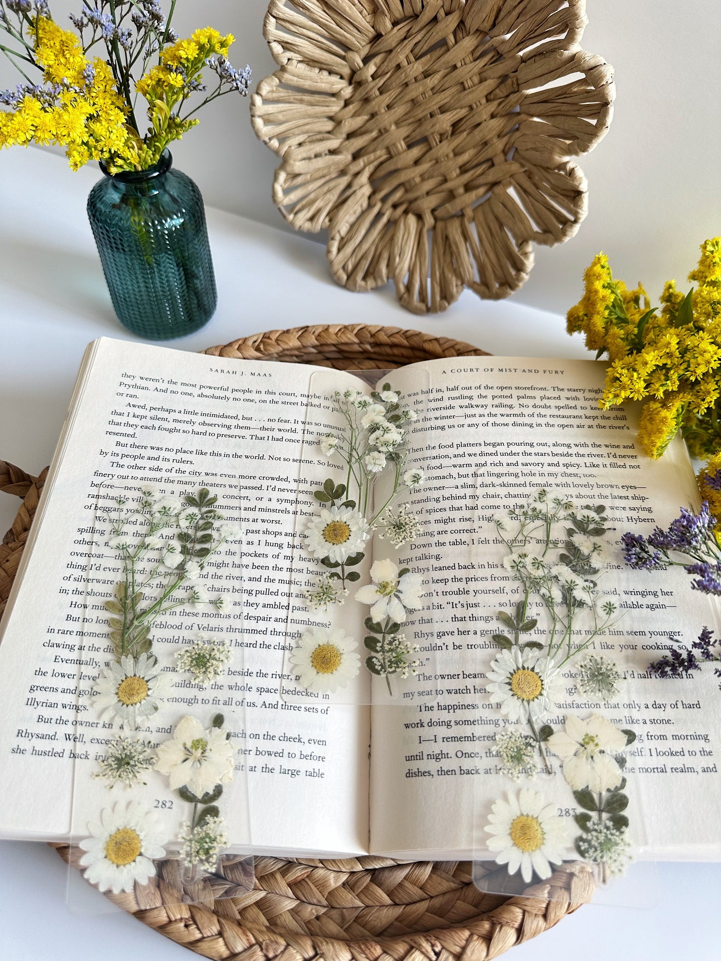 white wildflower bookmark