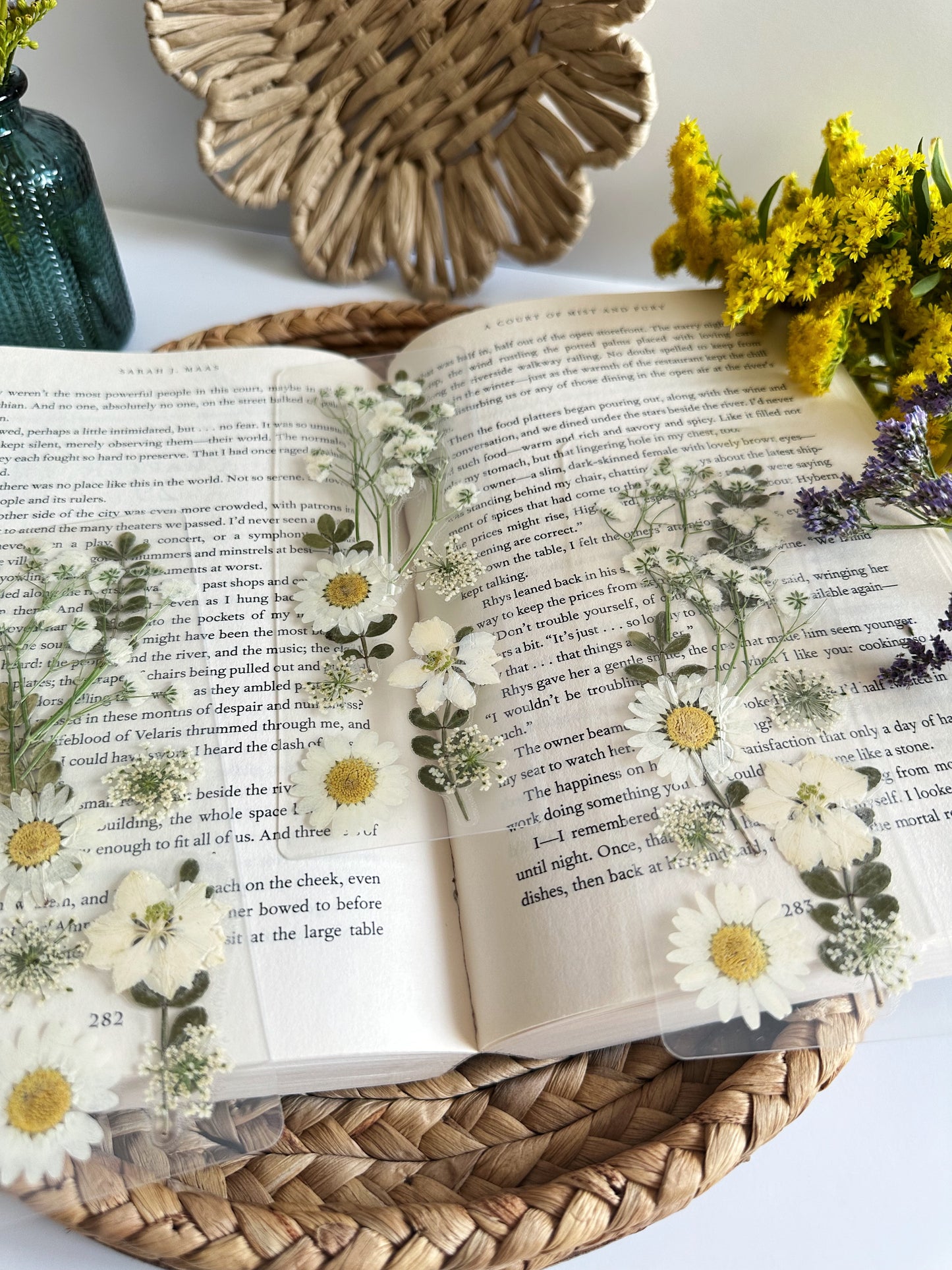 white wildflower bookmark