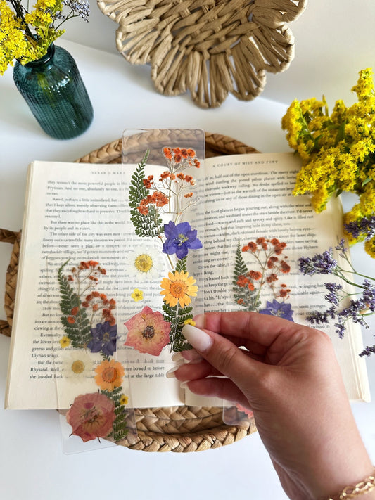 multicolor pressed flower bookmark