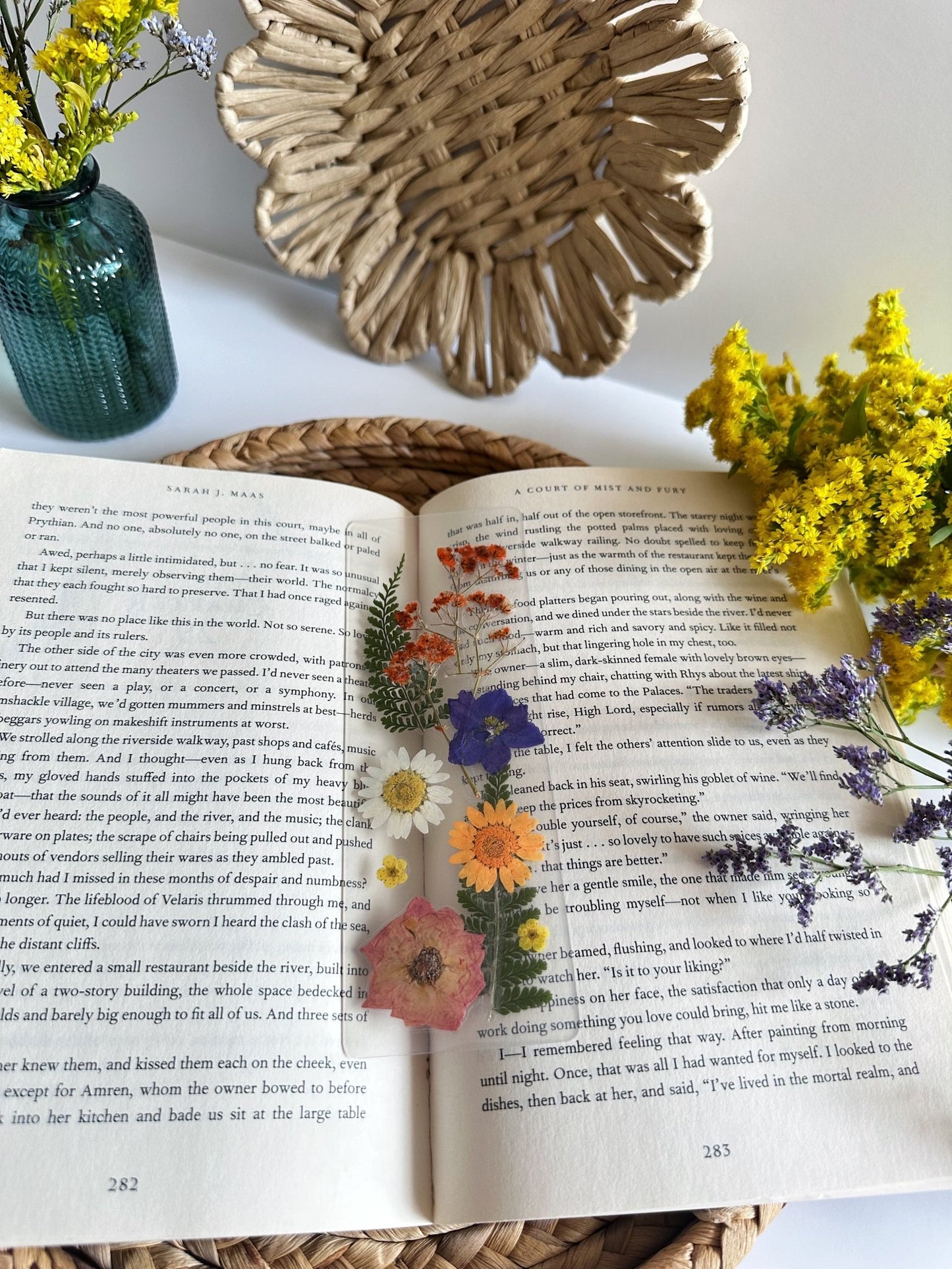 multicolor pressed flower bookmark