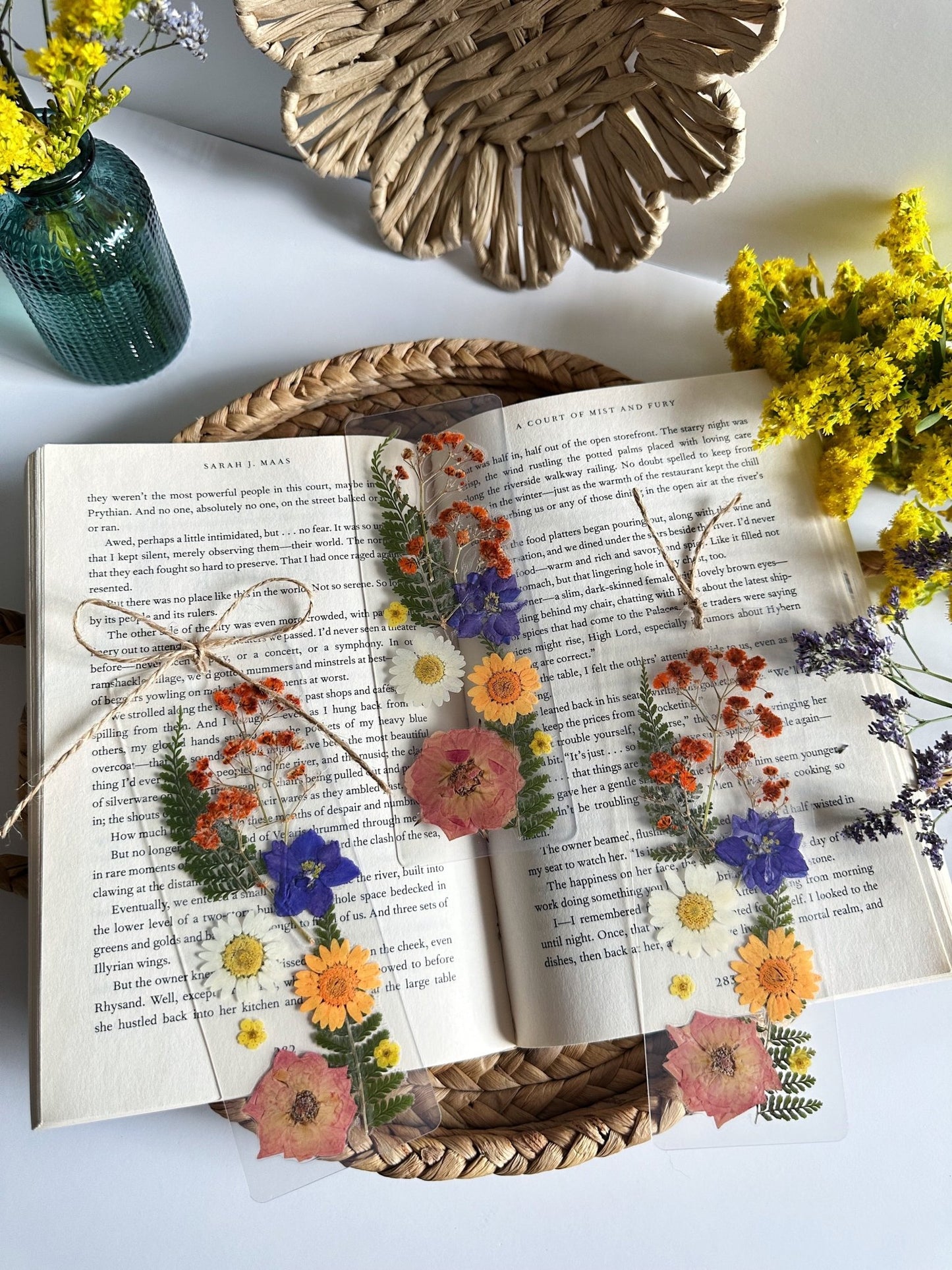 multicolor pressed flower bookmark