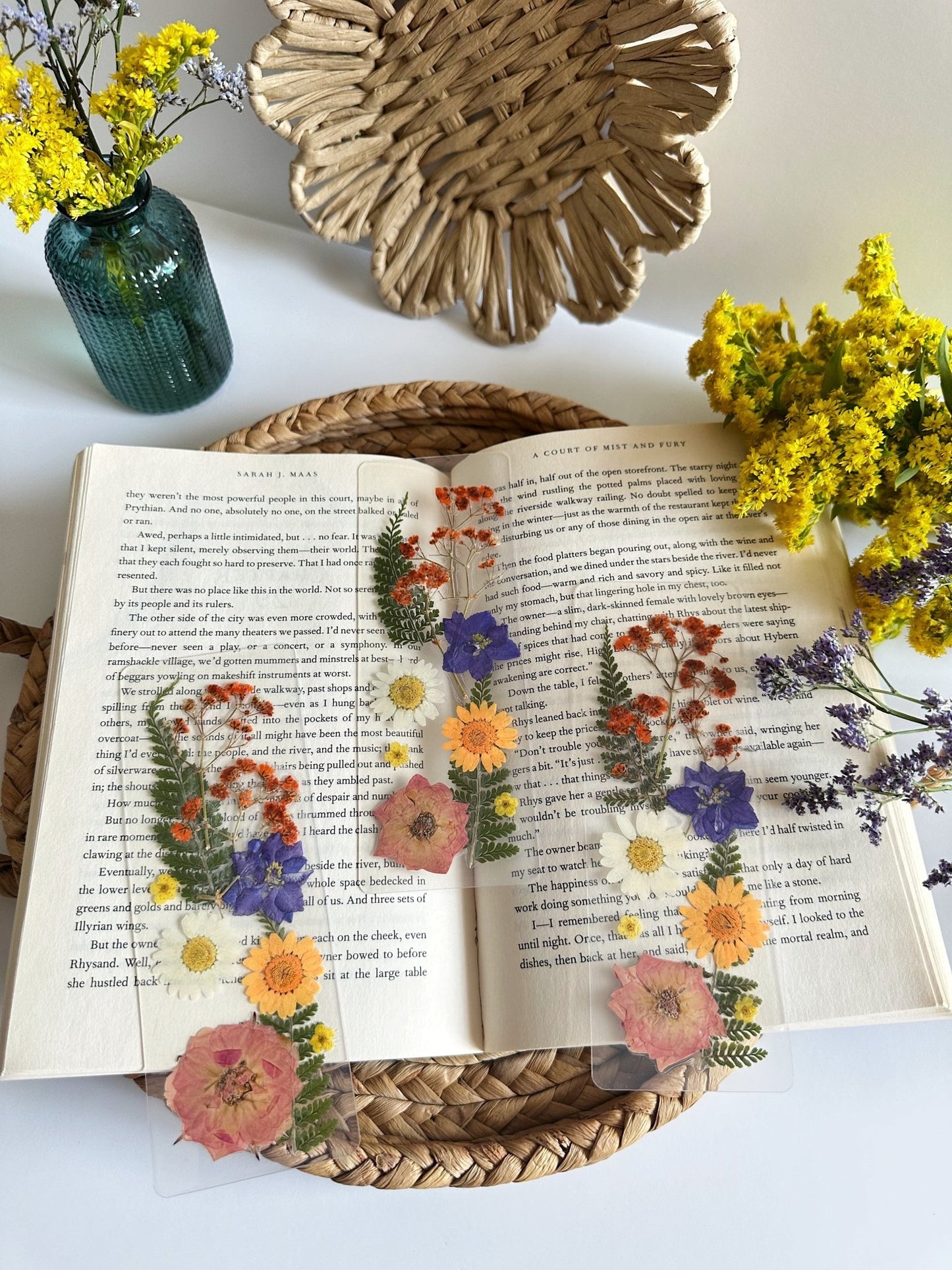 multicolor pressed flower bookmark