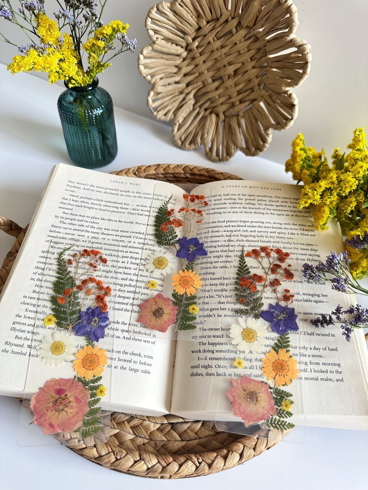 multicolor pressed flower bookmark