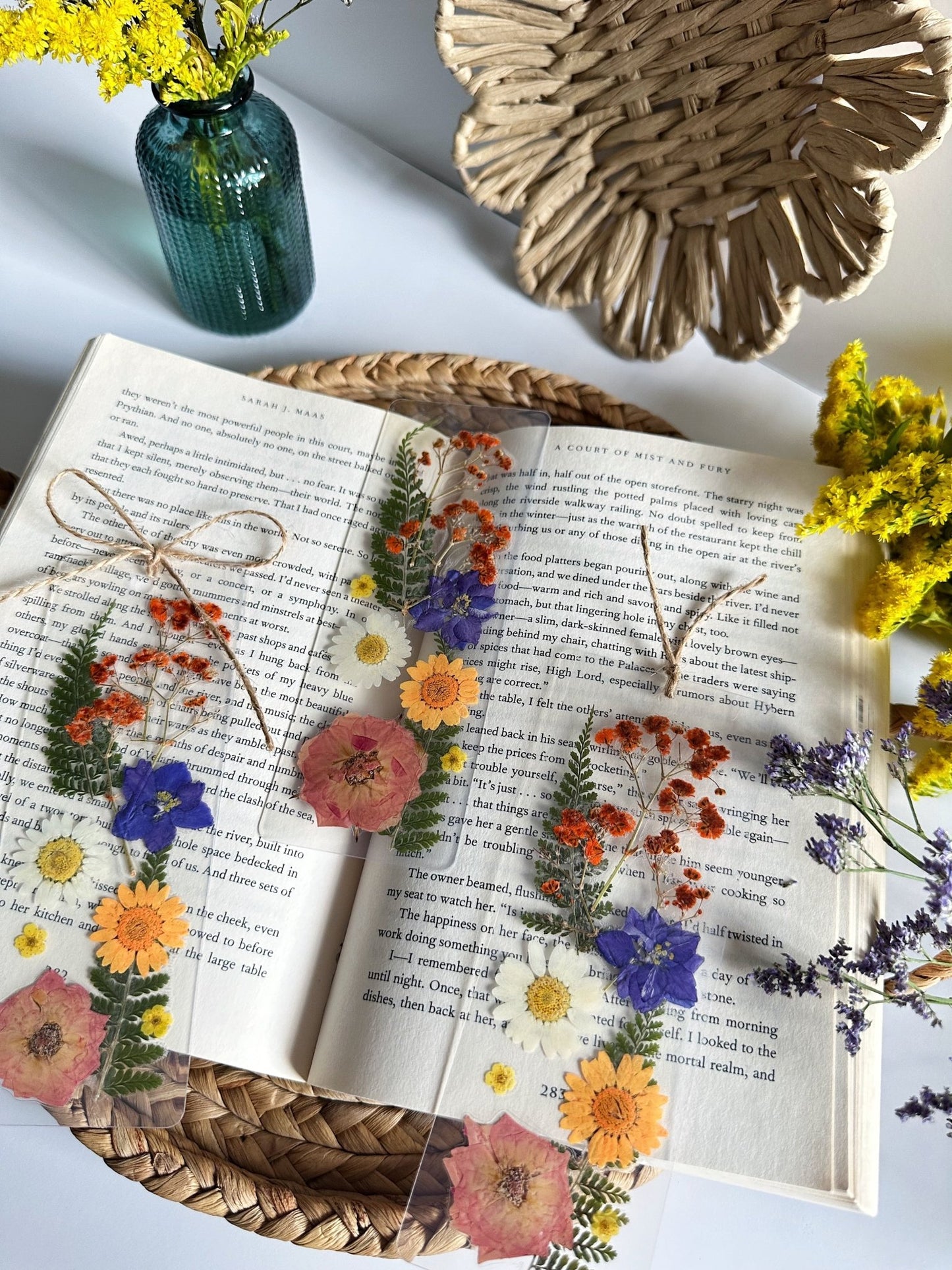 multicolor pressed flower bookmark