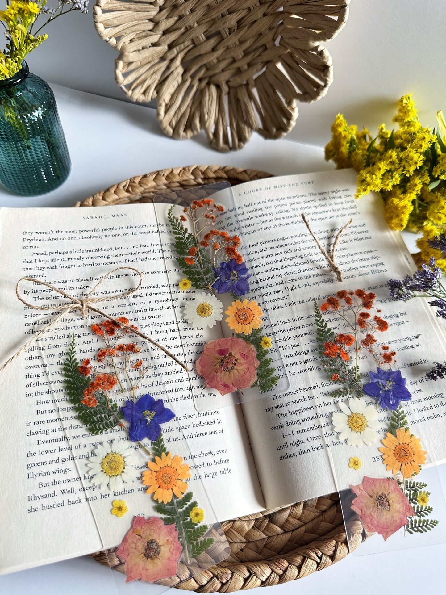 multicolor pressed flower bookmark