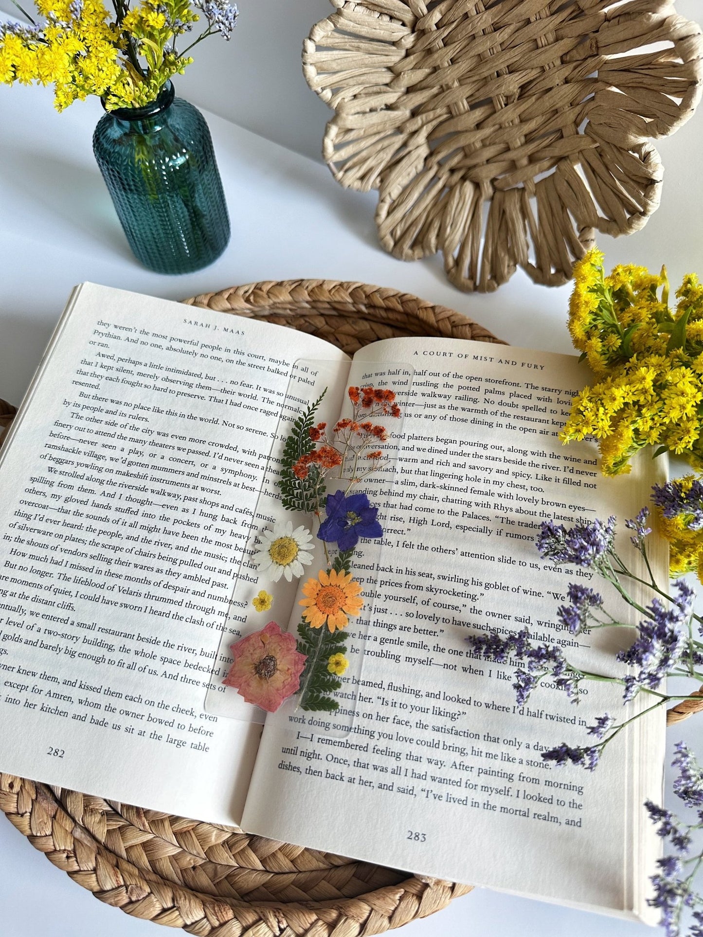 multicolor pressed flower bookmark