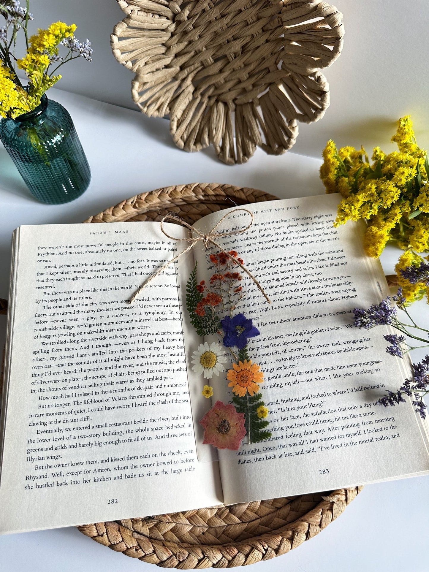 multicolor pressed flower bookmark