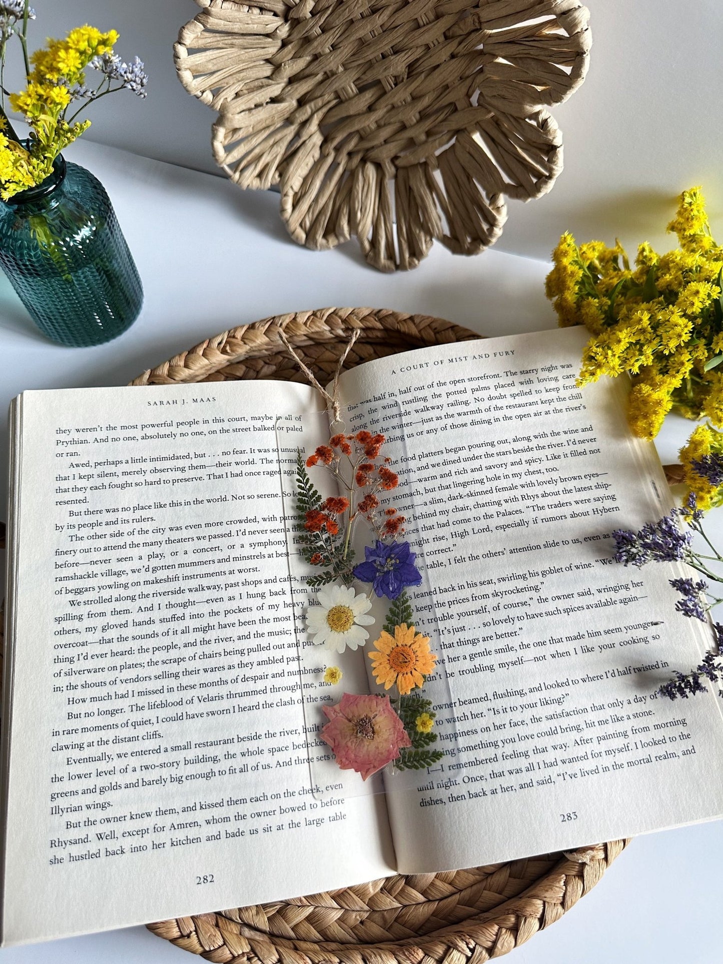 multicolor pressed flower bookmark