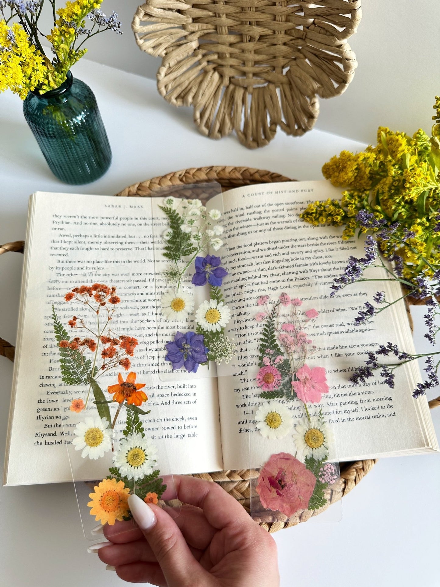 pressed flower bookmarks