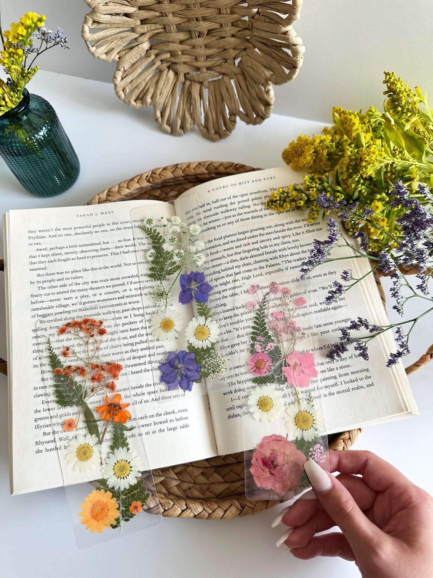 pressed flower bookmarks