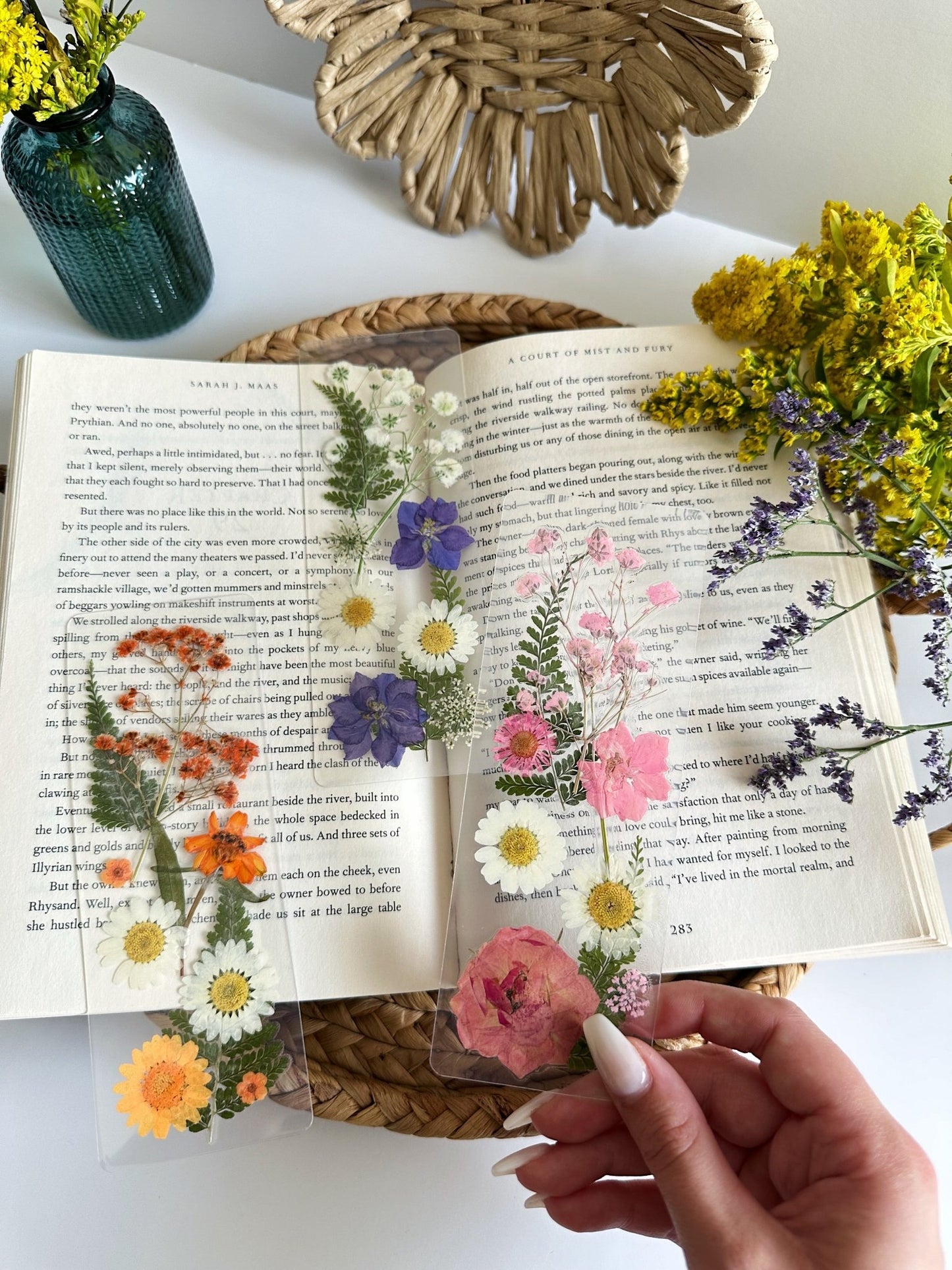 pressed flower bookmarks