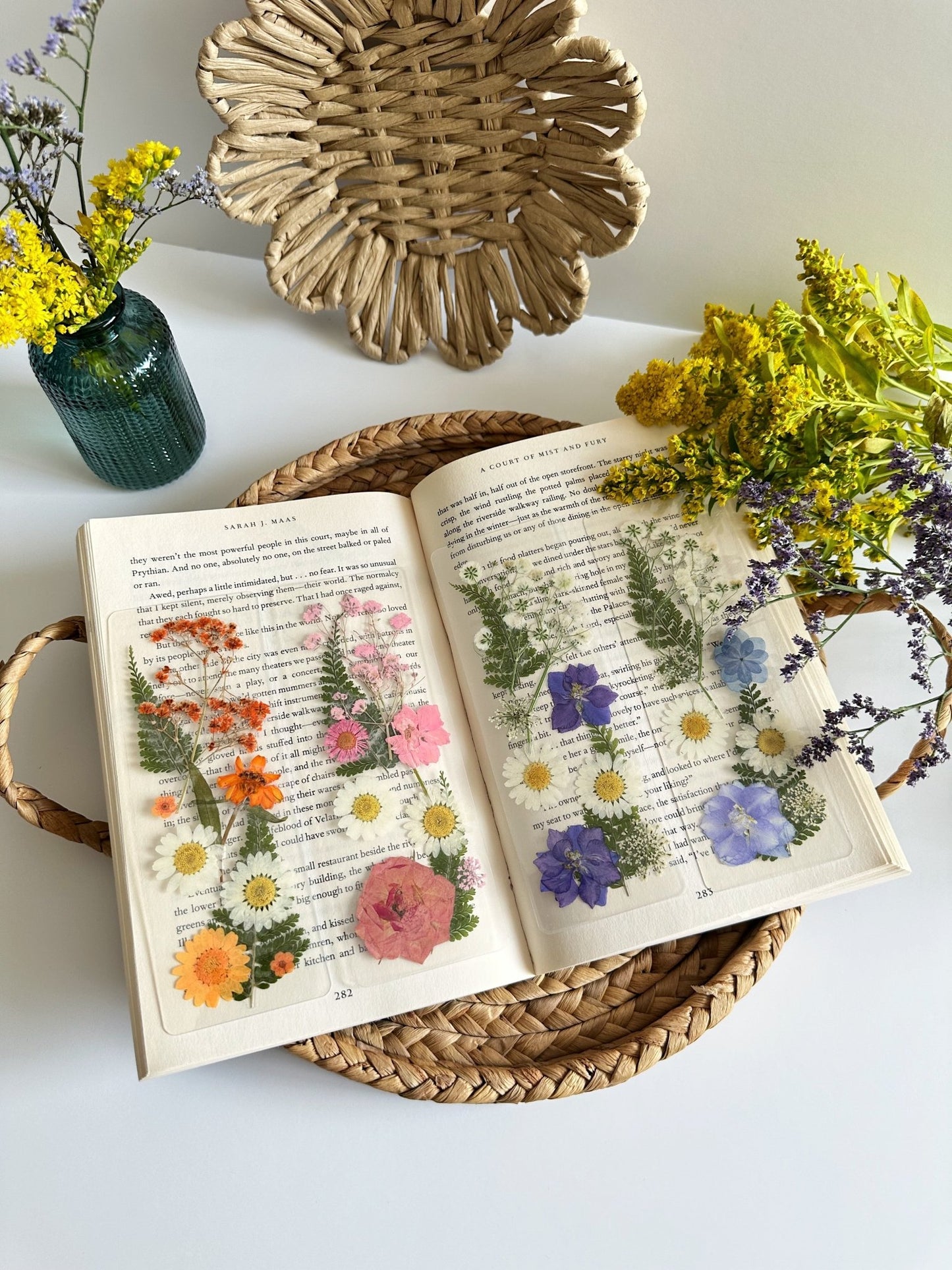 pressed flower bookmarks